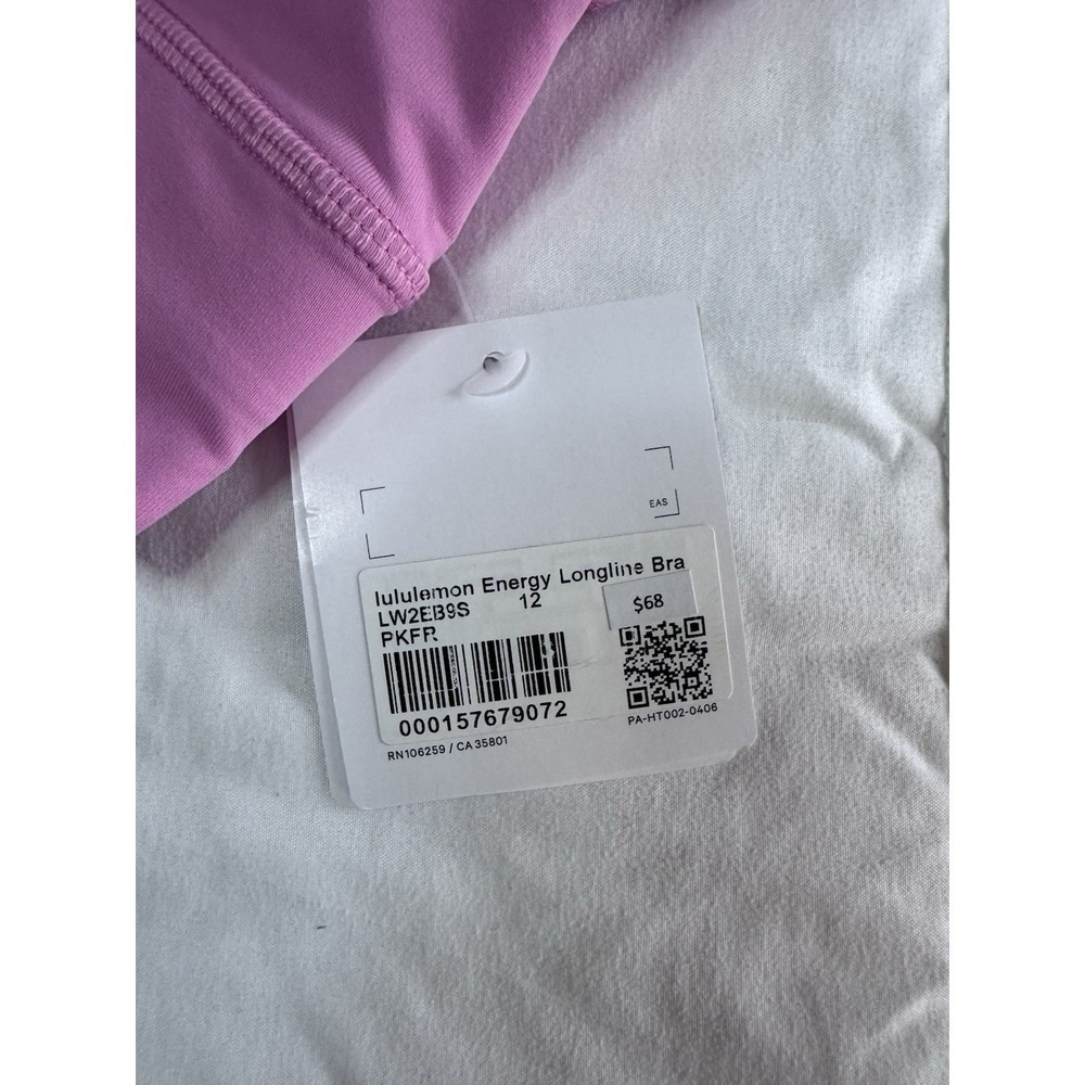New Lululemon Longline Energy Bra Size 12 Pink Yoga Workout W/ Pads NWT - Picture 3 of 8
